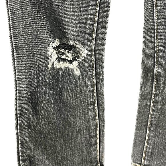 Old Navy Girls Black Boot Cut Denim Jeans Size 6 Adjustable Waist Distressed - Picture 11 of 12